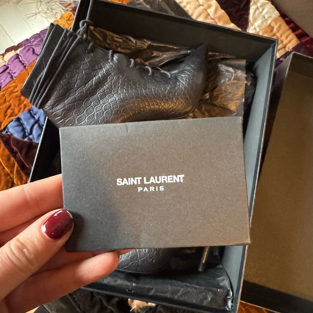 Rare Saint Laurent Croc Leather Black Ankle Booties - Picture 5 of 11